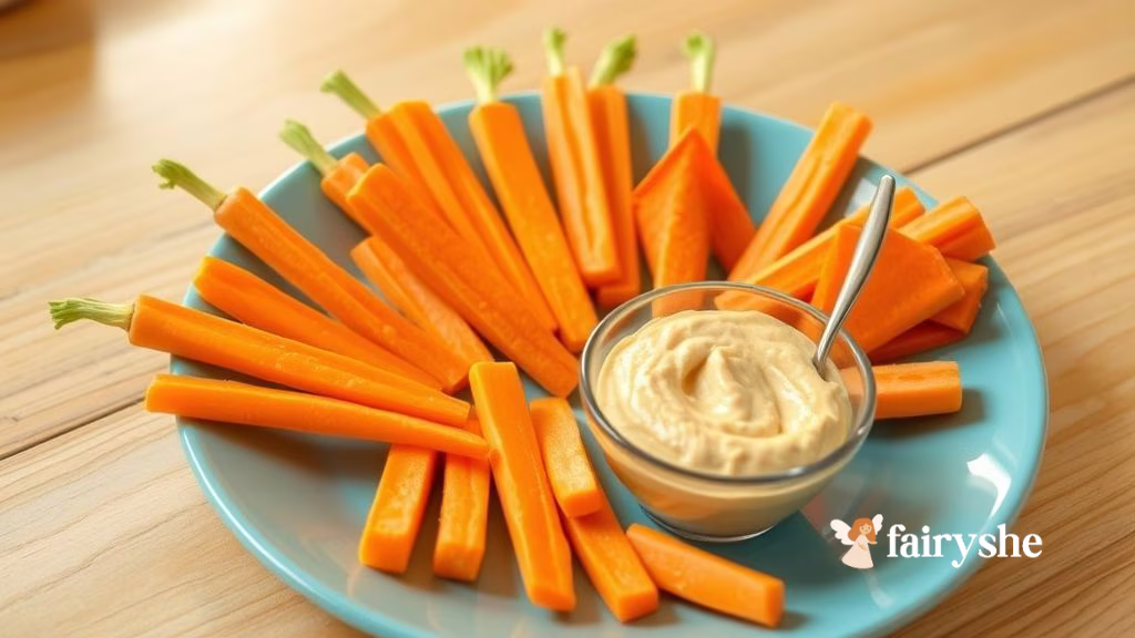 Carrot sticks with hummus