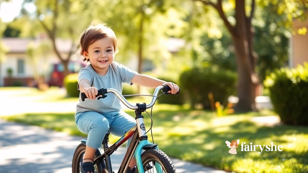 Child riding a bike alone for the first time while mom cheers quietly.